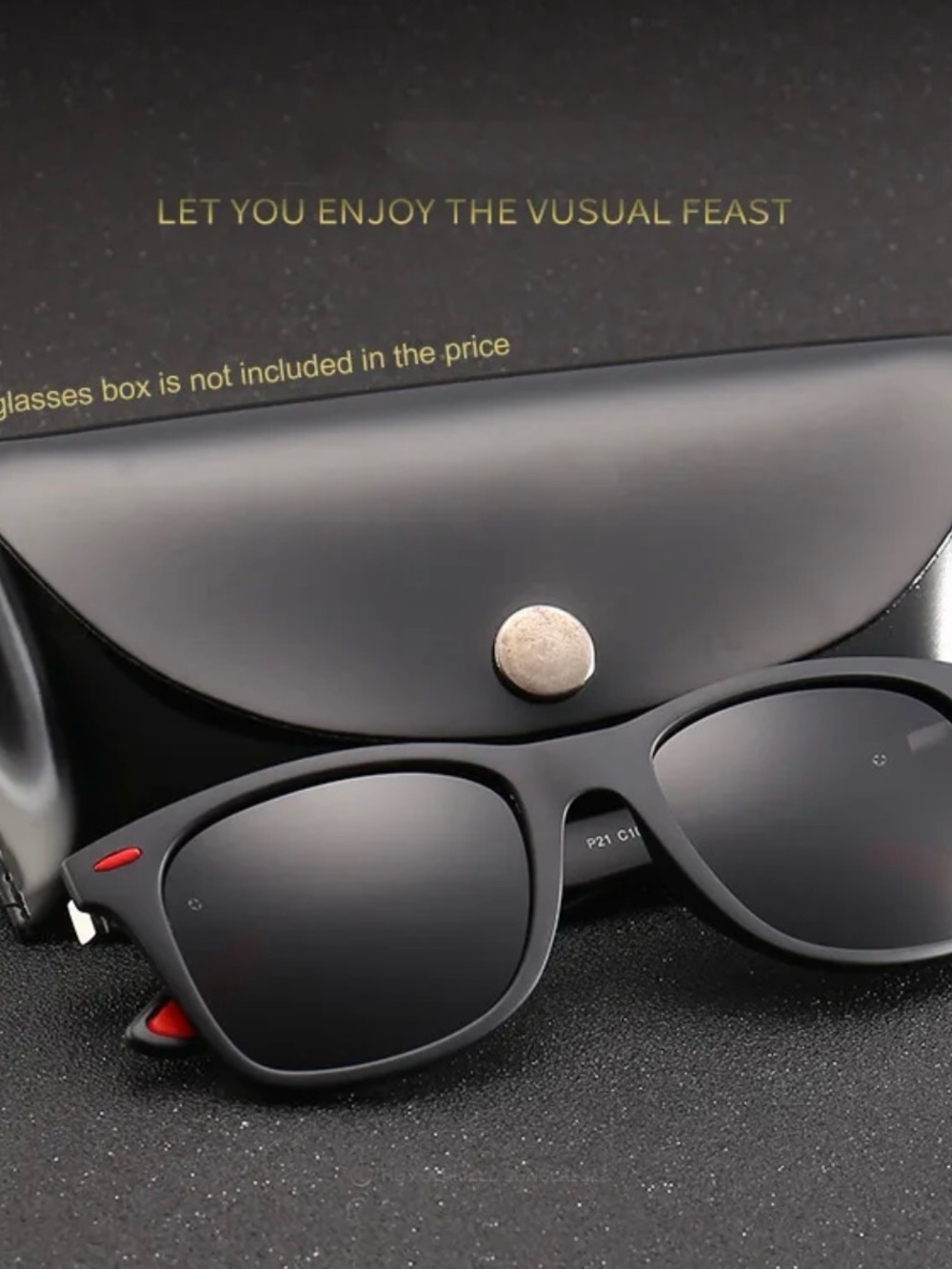 Matte Black Sunglasses with Subtle Red Accent